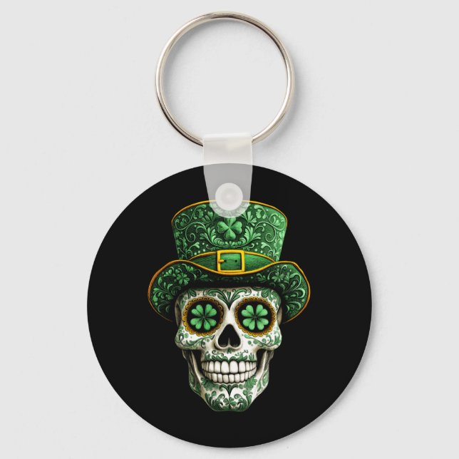 Sugar Skull St Patrick Day Of The Government Key Ring (Front)