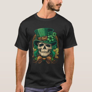 Sugar Skull St Patricks Day Irish Skull Leprechaun T-Shirt