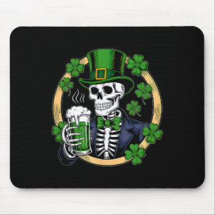 Sugar Skull St Patricks Day Men Women Funny Beer D Mouse Pad