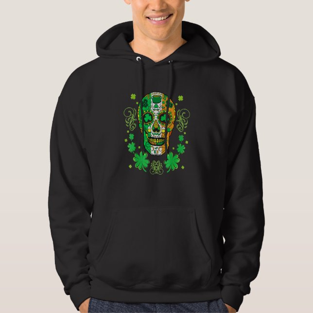 Sugar Skull St Patricks Day Of The Dead Men Women Hoodie (Front)