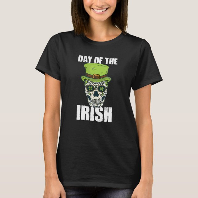 Sugar Skull St Patricks Day Of The Irish Dead T-Shirt (Front)