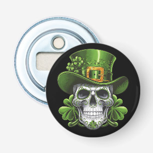 Sugar Skull St Patrick's Day Shamrock Bottle Opener