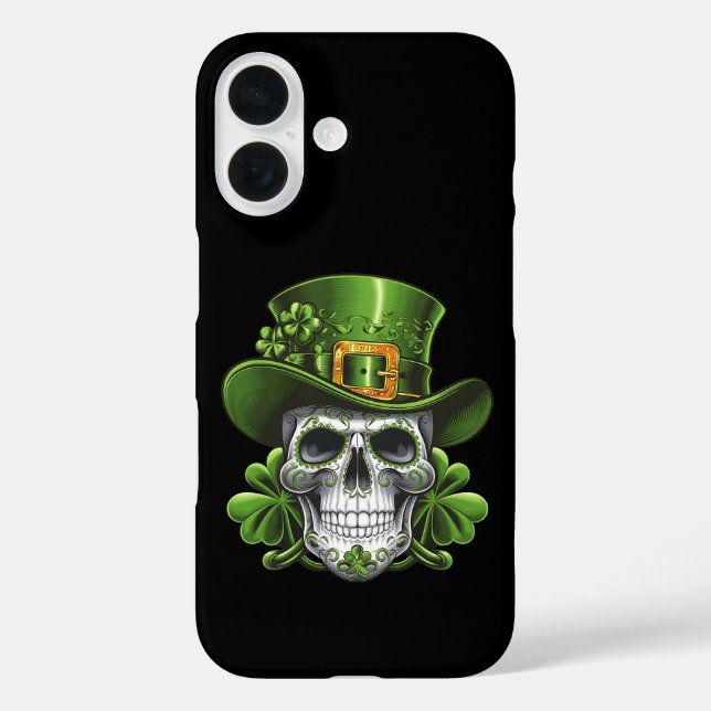 Sugar Skull St Patrick's Day Shamrock Case-Mate iPhone Case (Back)