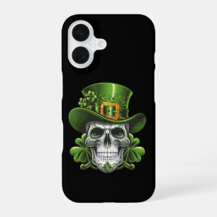 Sugar Skull St Patrick's Day Shamrock iPhone 16 Case