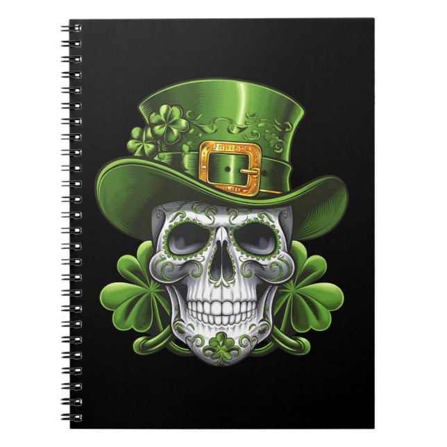 Sugar Skull St Patrick's Day Shamrock Notebook (Front)