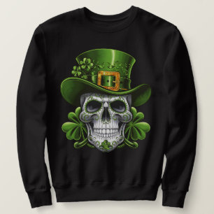 Sugar Skull St Patrick's Day Shamrock Sweatshirt