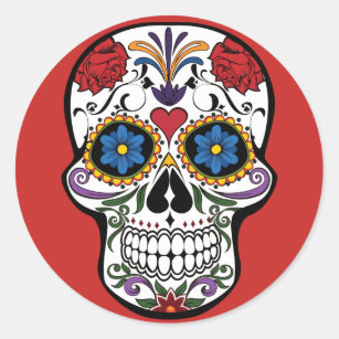 Sugar Skull Sticker Red-Day of The Dead
