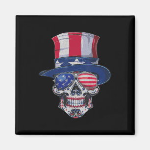 Sugar Skull Sunglasses USA Flag Memorial Day 4th o Magnet