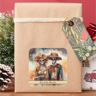 Sugar Skull Sweetheart, custom Square Sticker