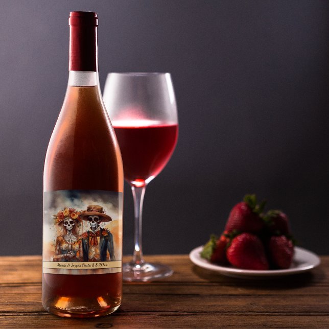 Sugar Skull Sweetheart, custom Wine Label (Creator Uploaded)