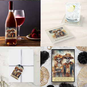 Sugar Skull Sweethearts, custom Glass Coaster