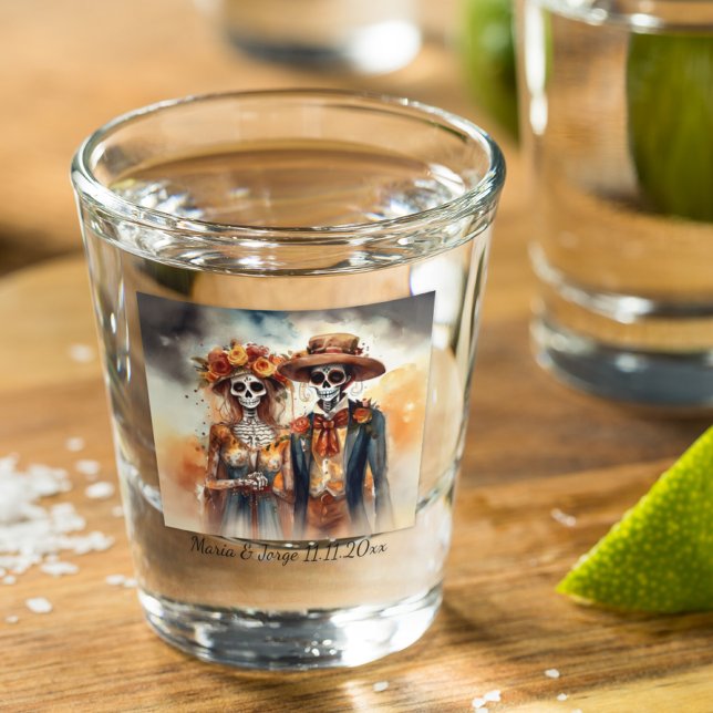 Sugar Skull Sweethearts, custom Shot Glass (Creator Uploaded)