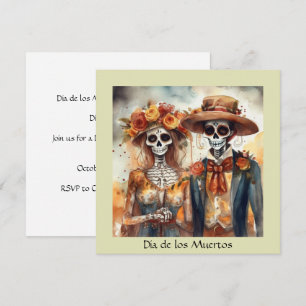 Sugar Skull Sweethearts Dia de los Muertos Invitation