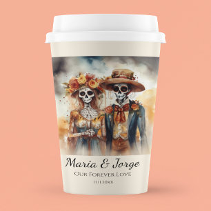 Sugar Skull Sweethearts Dia de los Muertos Paper Cups