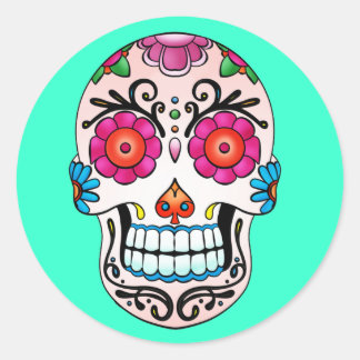 Sugar Skull - Tattoo Art Classic Round Sticker