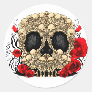 Sugar Skull - Tattoo Design Classic Round Sticker