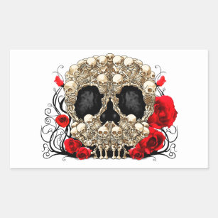 Sugar Skull - Tattoo Design Rectangular Sticker