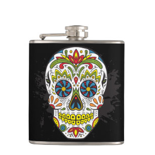 Sugar Skull, Tattoo Skull, Mexican Skull Hip Flask