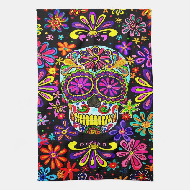 Sugar Skull  Tea Towel (Vertical)