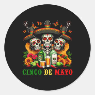 Sugar Skull Tequila Cinco De Mayo Mexican Fiesta C Classic Round Sticker