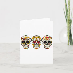 Sugar Skull Thanksgiving Day Cool Fall Autumn Skel Card
