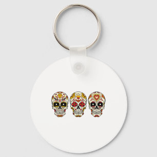 Sugar Skull Thanksgiving Day Cool Fall Autumn Skel Key Ring