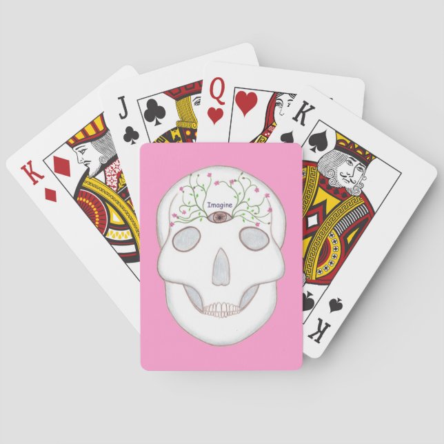 Sugar Skull, Third Eye, Flower Buds Playing Cards (Back)