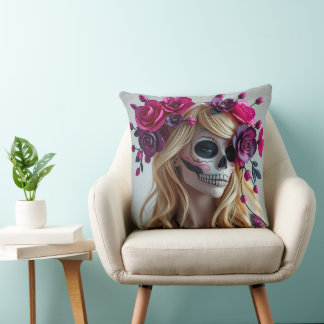 Sugar skull throw pillow