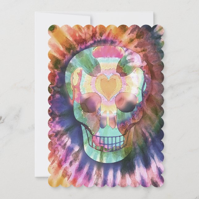 Sugar skull tie die colours beauty from within invitation (Back)