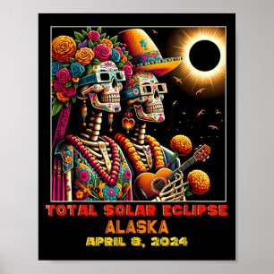 Sugar Skull Total Solar Eclipse Alaska AK Poster