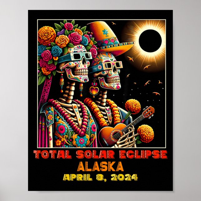 Sugar Skull Total Solar Eclipse Alaska AK Poster (Front)