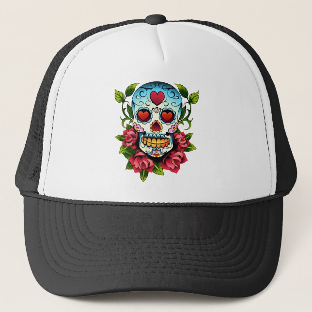 Sugar Skull Trucker Hat (Front)