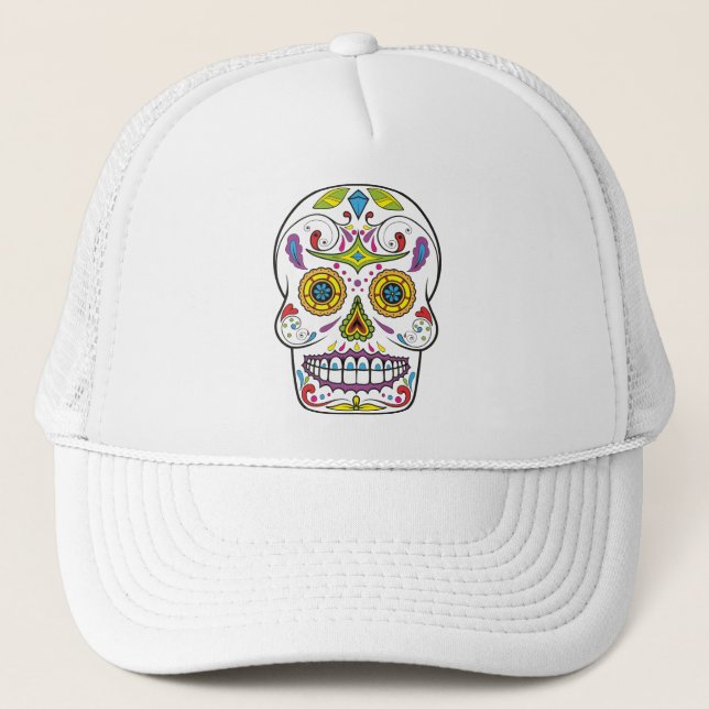 Sugar Skull Trucker Hat (Front)