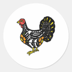 Sugar Skull Turkey Mexican Thanksgiving Day Of The Classic Round Sticker