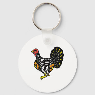 Sugar Skull Turkey Mexican Thanksgiving Day Of The Key Ring