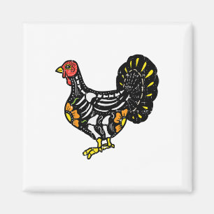 Sugar Skull Turkey Mexican Thanksgiving Day Of The Magnet