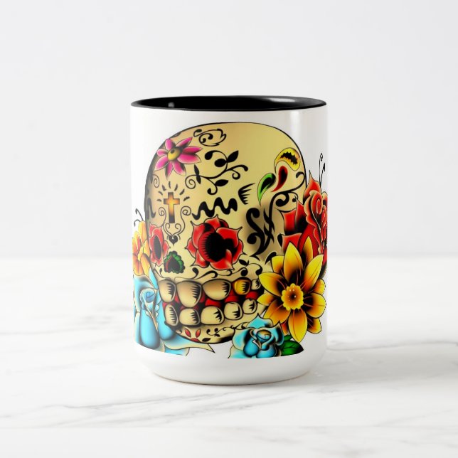 Sugar Skull Two-Tone Coffee Mug (Center)
