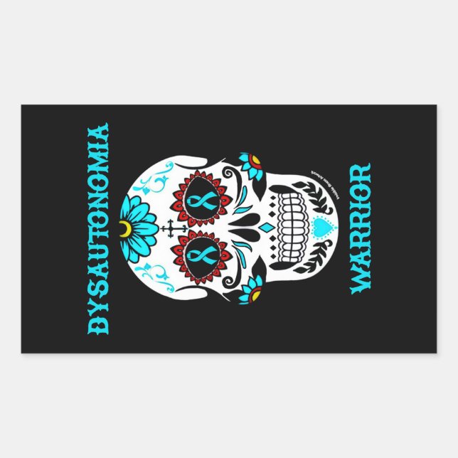 Sugar Skull/Warrior...Dysautonomia Rectangular Sticker (Front)