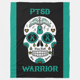 Sugar Skull/Warrior...PTSD Fleece Blanket