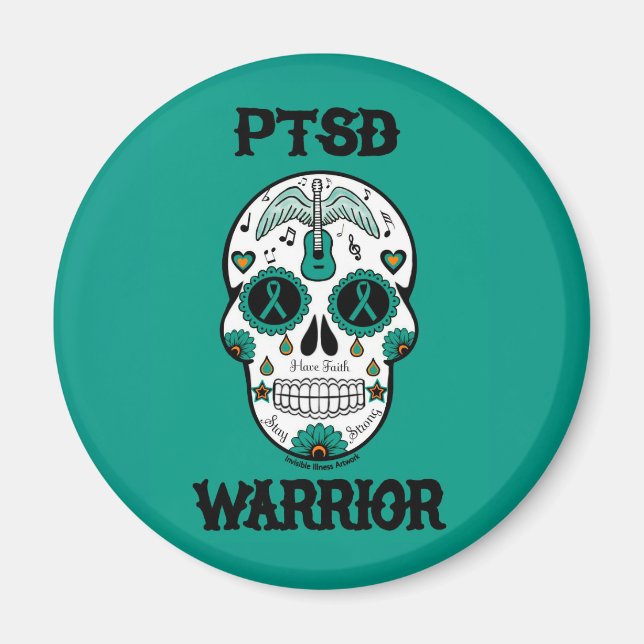 Sugar Skull/Warrior...PTSD Magnet (Front)