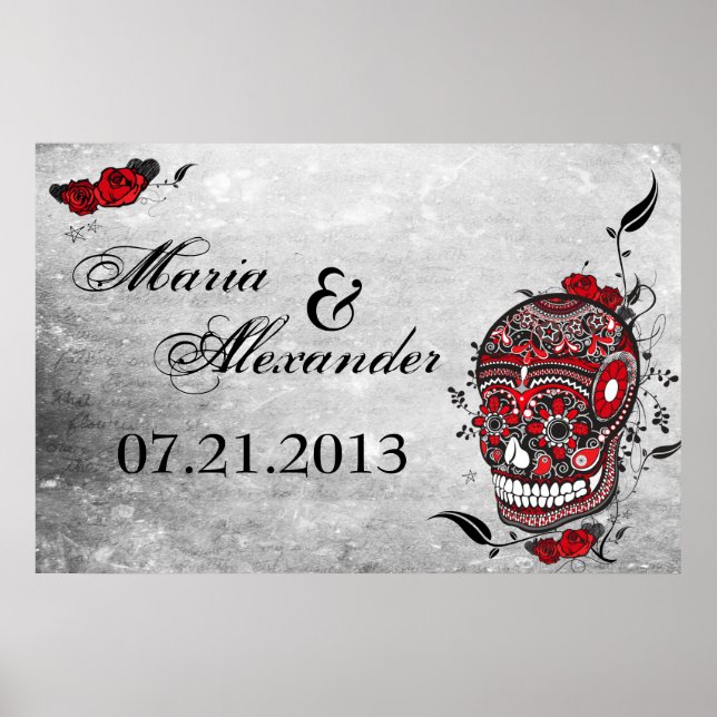 Sugar Skull Wedding Date Poster (Front)