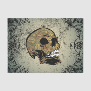 Sugar skull with beautiful floral elements tissue paper