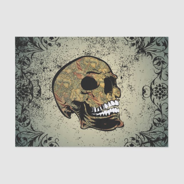 Sugar skull with beautiful floral elements tissue paper (Front)