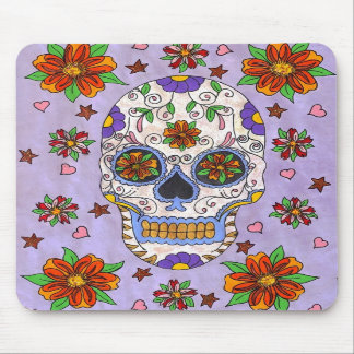 Sugar Skull with Marigolds Mouse Pad
