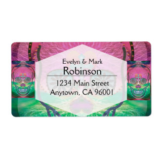 Sugar skull with rainbow coloured background