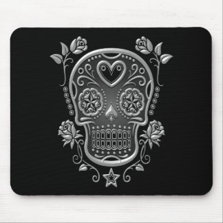 Sugar Skull with Roses, dark Mouse Pad