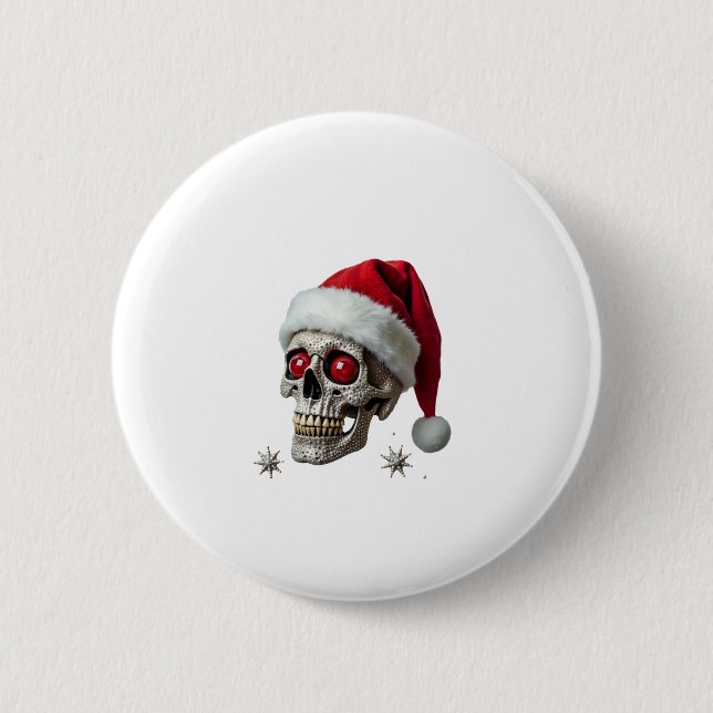 Sugar Skull with Santa Hat Tee Christmas Pajama Xm 6 Cm Round Badge (Front)