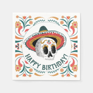 Sugar Skull with Sombrero Birthday Napkin
