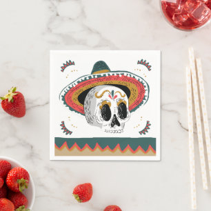 Sugar Skull with Sombrero Halloween  Napkin