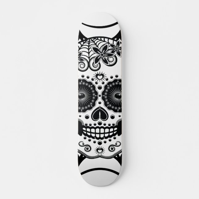 Sugar Skull with Spider Web Skateboard (Front)